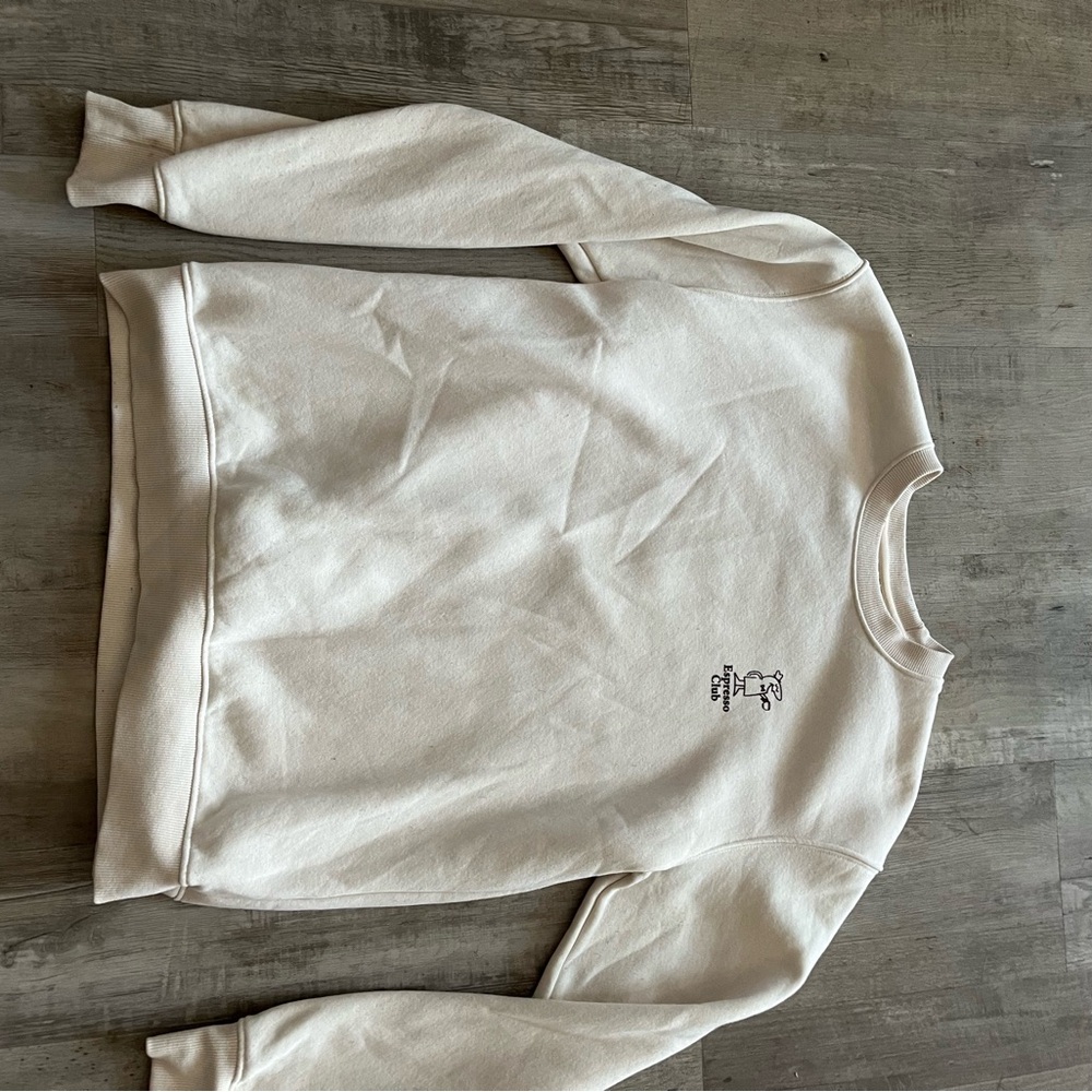 Denim & Flower Cream Crewneck Sweater
